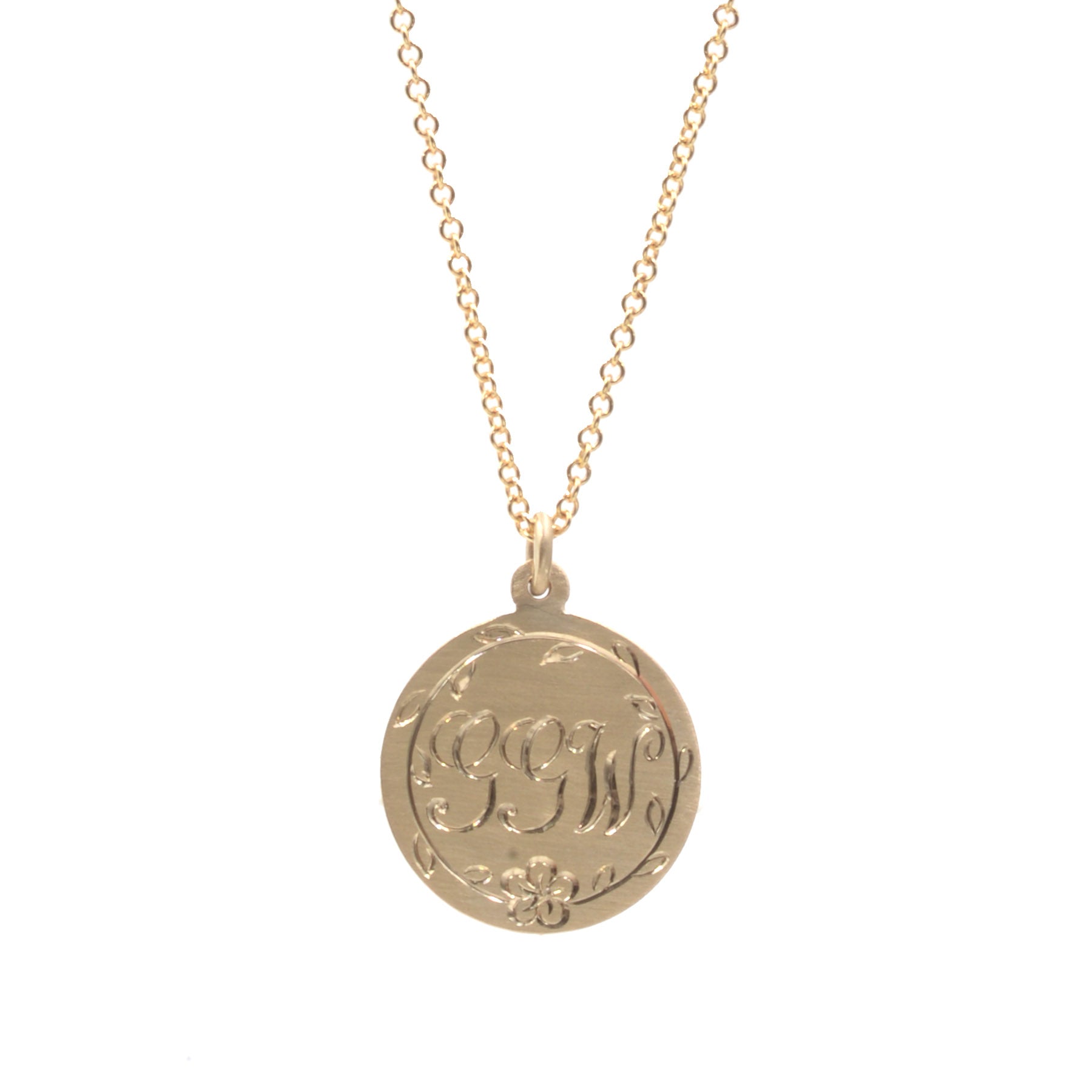 Front Locked With Engraved Disc Pendant - Organic Pearls Necklace - Gold  Electroplated
