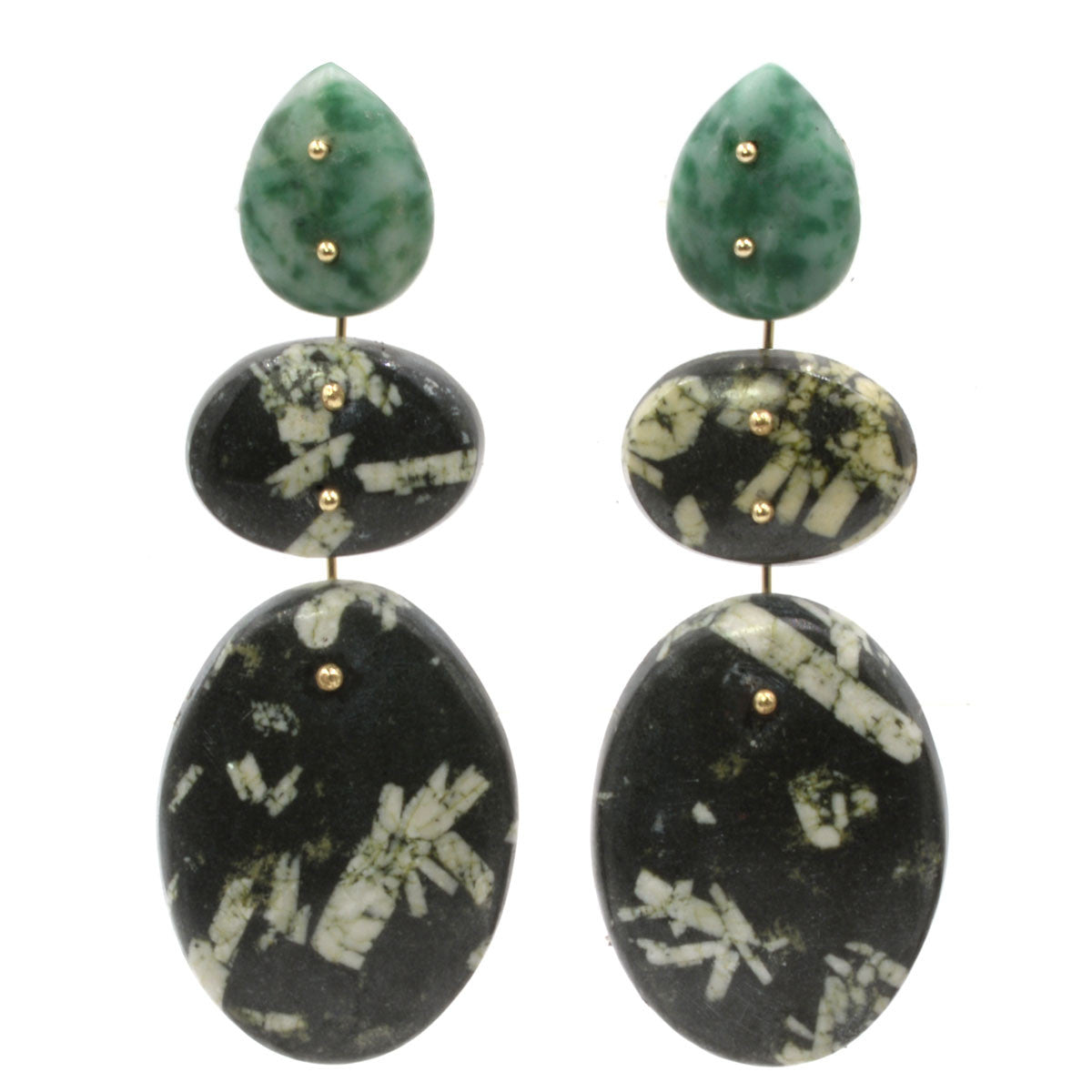 Online Earrings -Lucky Coin- Chinese Jade Silver Ear Stud| LIGHT STONE