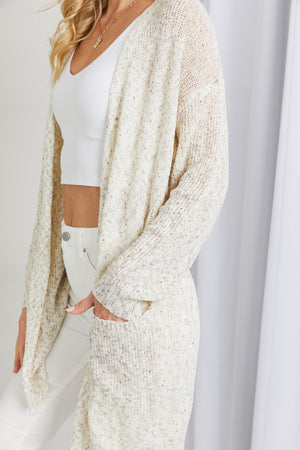 Gilli Heathered Open Front Longline Cardigan with Pockets