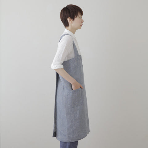 Cross Apron Blue Chambray | Fog Linen