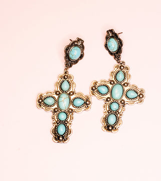 Turquoise Cross Earrings