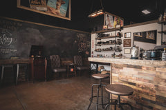 A Full Bar in ManBasics Speakeasy Barbershop