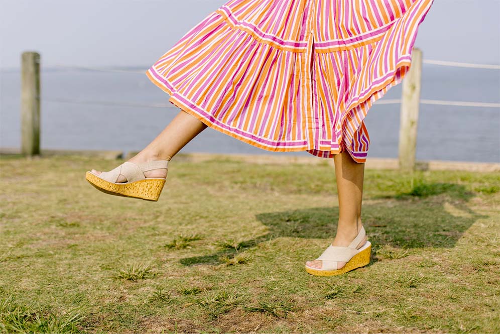 dress and sandals