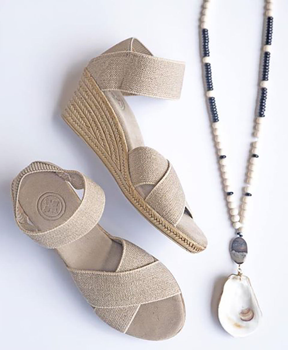 espadrilles with shell necklace