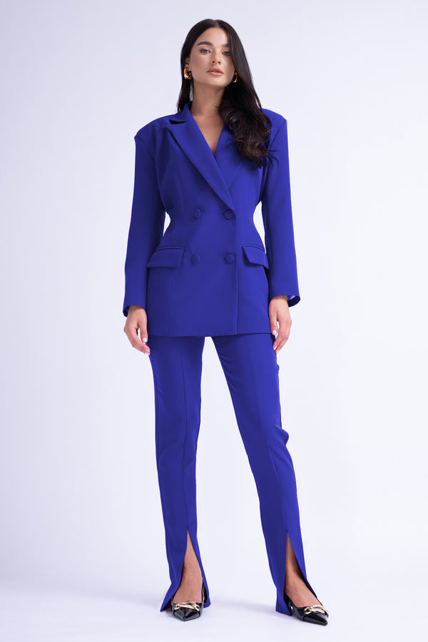 Purple Suit With Tailored Hourglass Blazer And Slim Fit Trousers – Bluzat