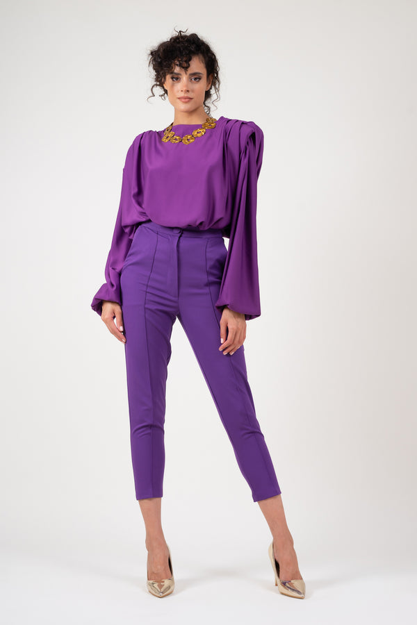 purple wool slim fit Lucky trousers | agnès b.