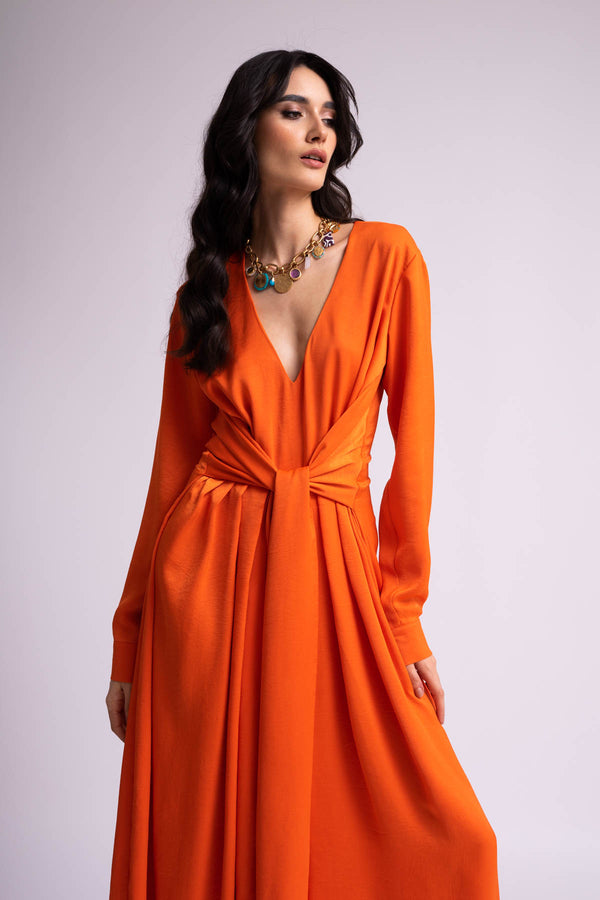 Neon orange long sleeve clearance dress