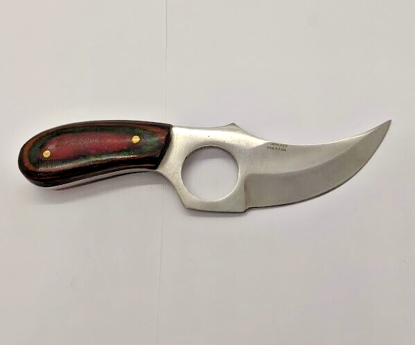 Pakistan Short Skinner Trailing Point Plain Edge Multi Color Wood Fixed Blade