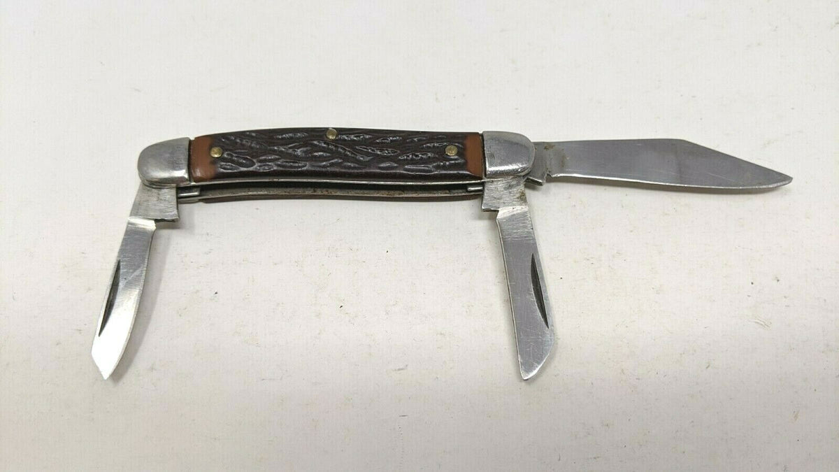 Vintage Sabre Japan 630 Folding Pocket Knife 3 Blade Stainless Black J ...