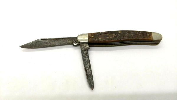 Vtg Schrade USA 33OT Old Timer Jack Folding Pocket Knife Sawcut