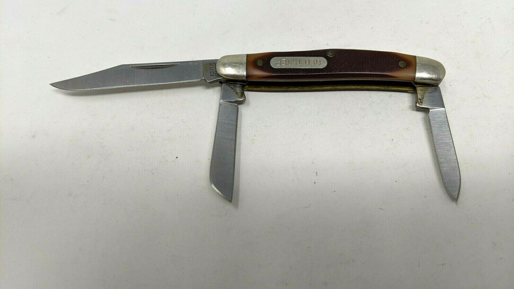 Vintage Schrade USA 1080T Old Timer Folding Pocket Knife Saw Cut Delri ...