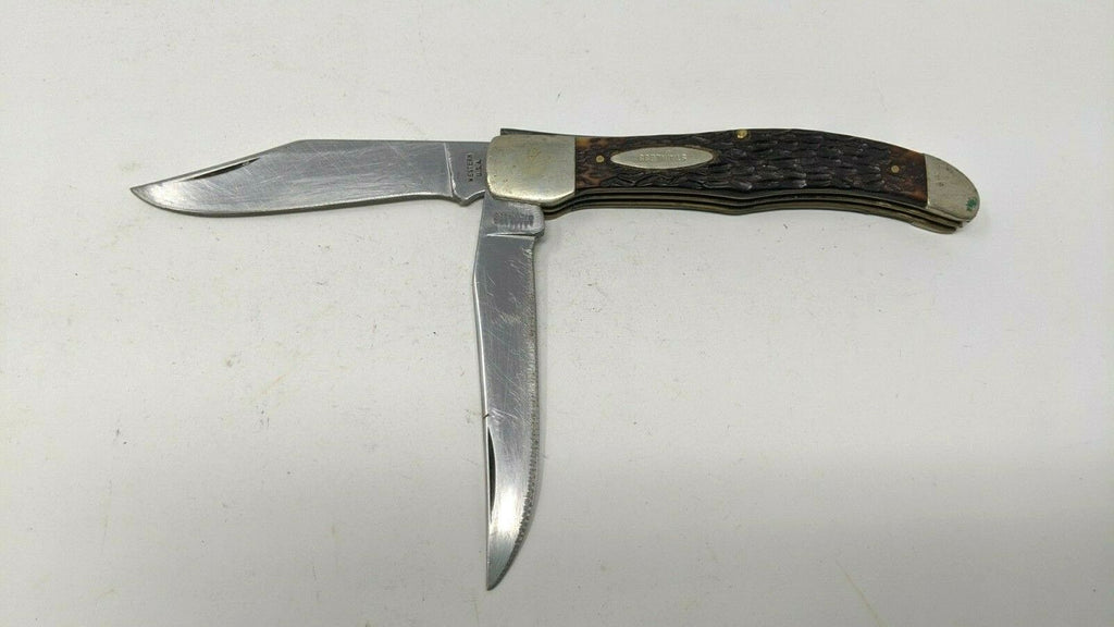 Vintage Western USA S-062 Hunting Folding Pocket Knife 2 Blade Origina