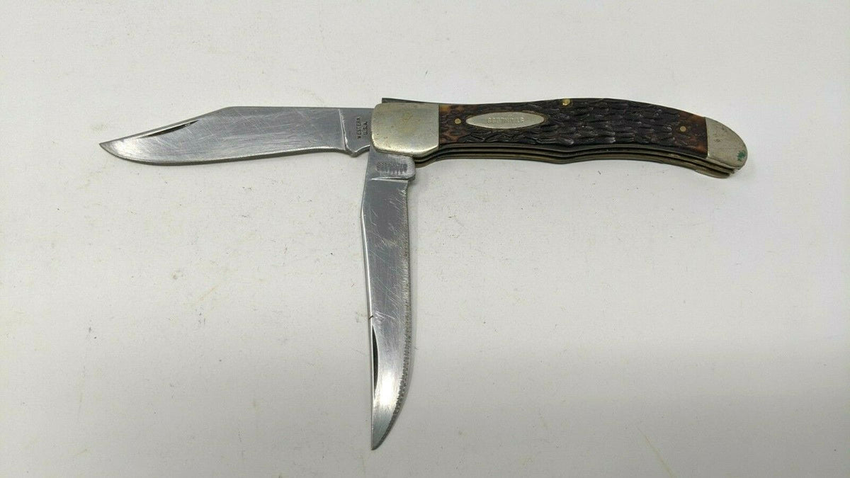 Vintage Western USA S062 Hunting Folding Pocket Knife 2 Blade Origina