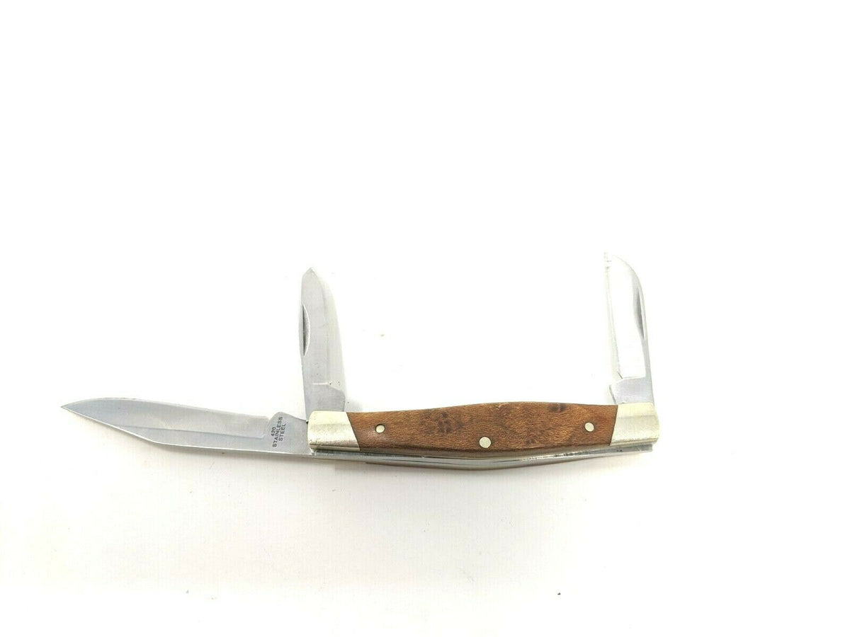 Hammette Sharp 420 Folding Pocketknife 3 Blade Wooden Handle ...