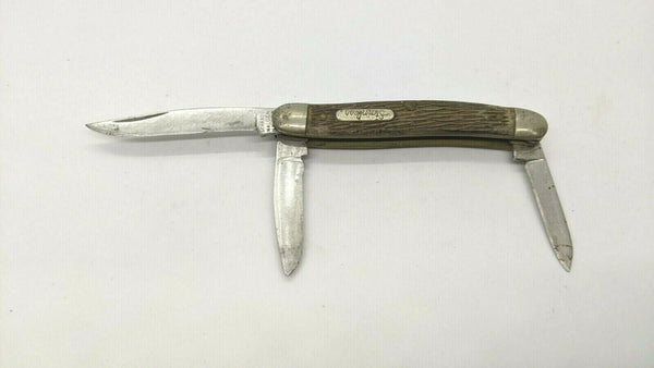 Vintage Hammer Brand Pocket Knife Gold Swirl Finish 3 Blade
