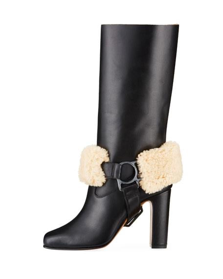 white shearling boots