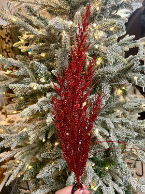 27 Inch Red Glittered Cedar Spray - TMIGifts