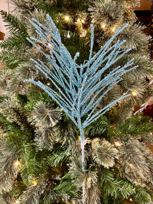 24 Inch Aqua Glitter Pine Needle Berry Stem - TMIGifts