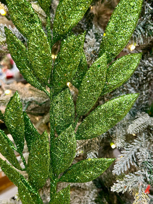 29 Inch Apple Green Glitter Bay Leaf Spray - TMIGifts