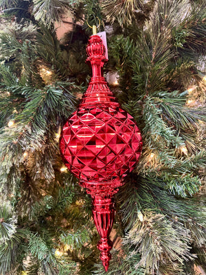 18 Inch Red Diamond Check Finial Ornament - TMIGifts