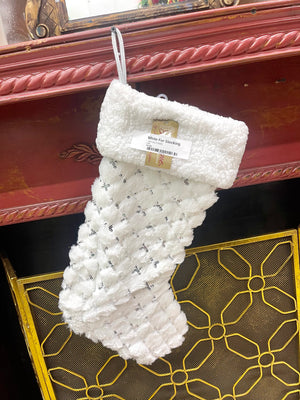 White Glitter Sequin Fur Stocking - TMIGifts