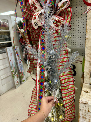 33 Inch Silver Glitter Pinecone Spray - TMIGifts