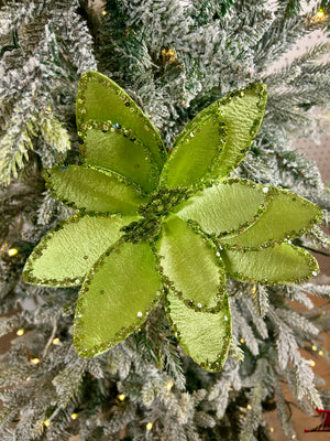 20 Inch Lime Green Satin Glitter Poinsettia - TMIGifts