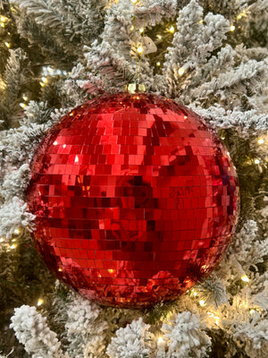 10 Inch Red Mirror Ball Ornament - TMIGifts