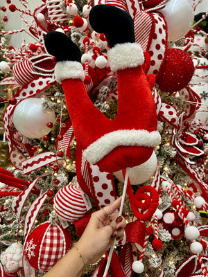 28 Inch Black Red White Velvet And Faux Fur Santa Bottom Pick - TMIGifts