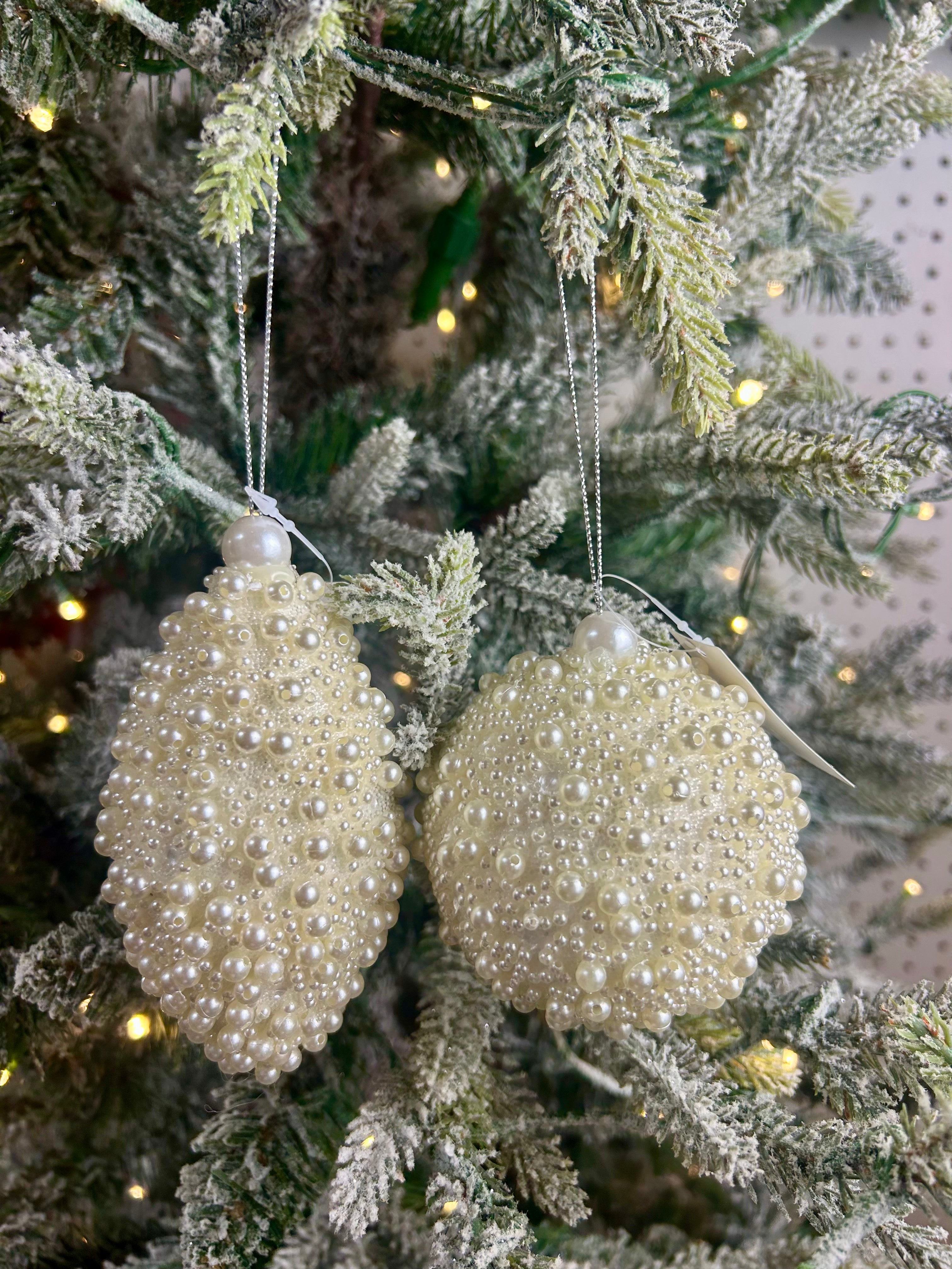 3.5-5.25 Inch White Pearl Ornament Two Styles