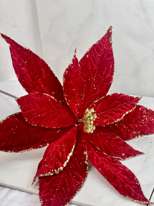 4.75 inch Red and Gold Dripped Sequin Velvet Ornament Ball