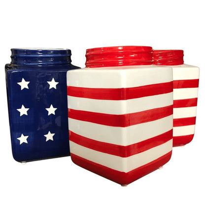 5" Square Ceramic Americana Jars  Set of 3