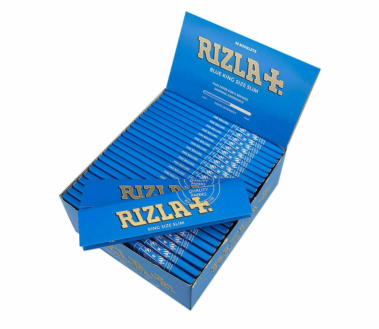 Rizla, Blue King Size Slim Rolling Papers 32 leaves per booklet - 50  booklets per display, Papers & Rolls, Rolling Equipment, HEADSHOP