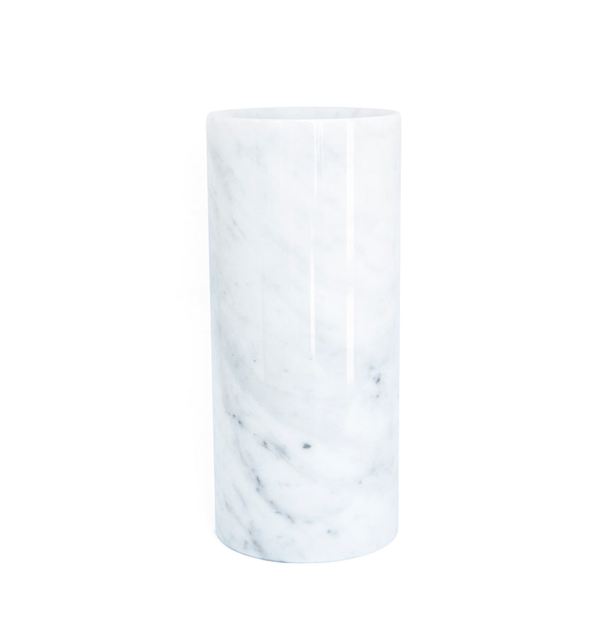 SFERRA Fiammetta V Italian Marble Cylindrical Vase - White