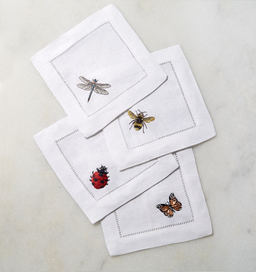 SFERRA Insetti Cocktail Napkins - White