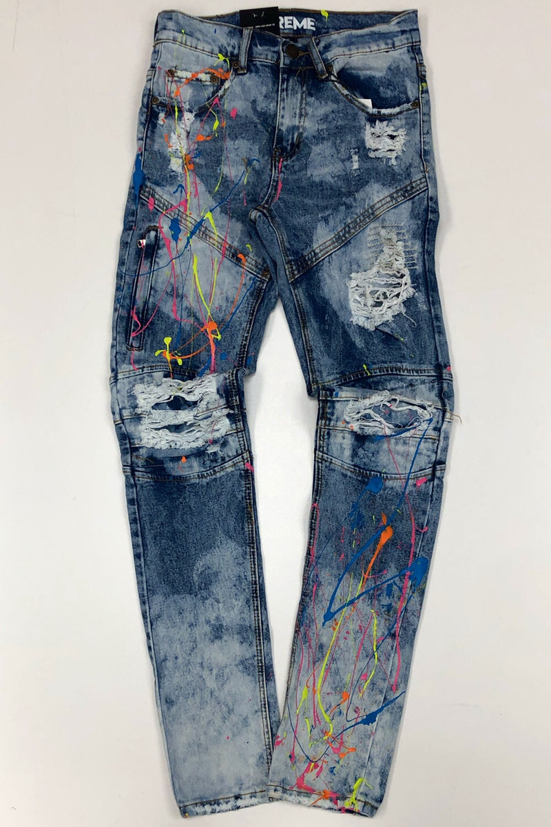 Preme- paint splattered denim jeans – Major Key Clothing Shop