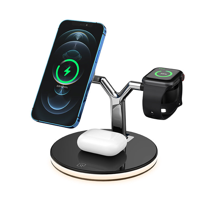 Wireless charging station for smartphones, smartwatches, and earbuds