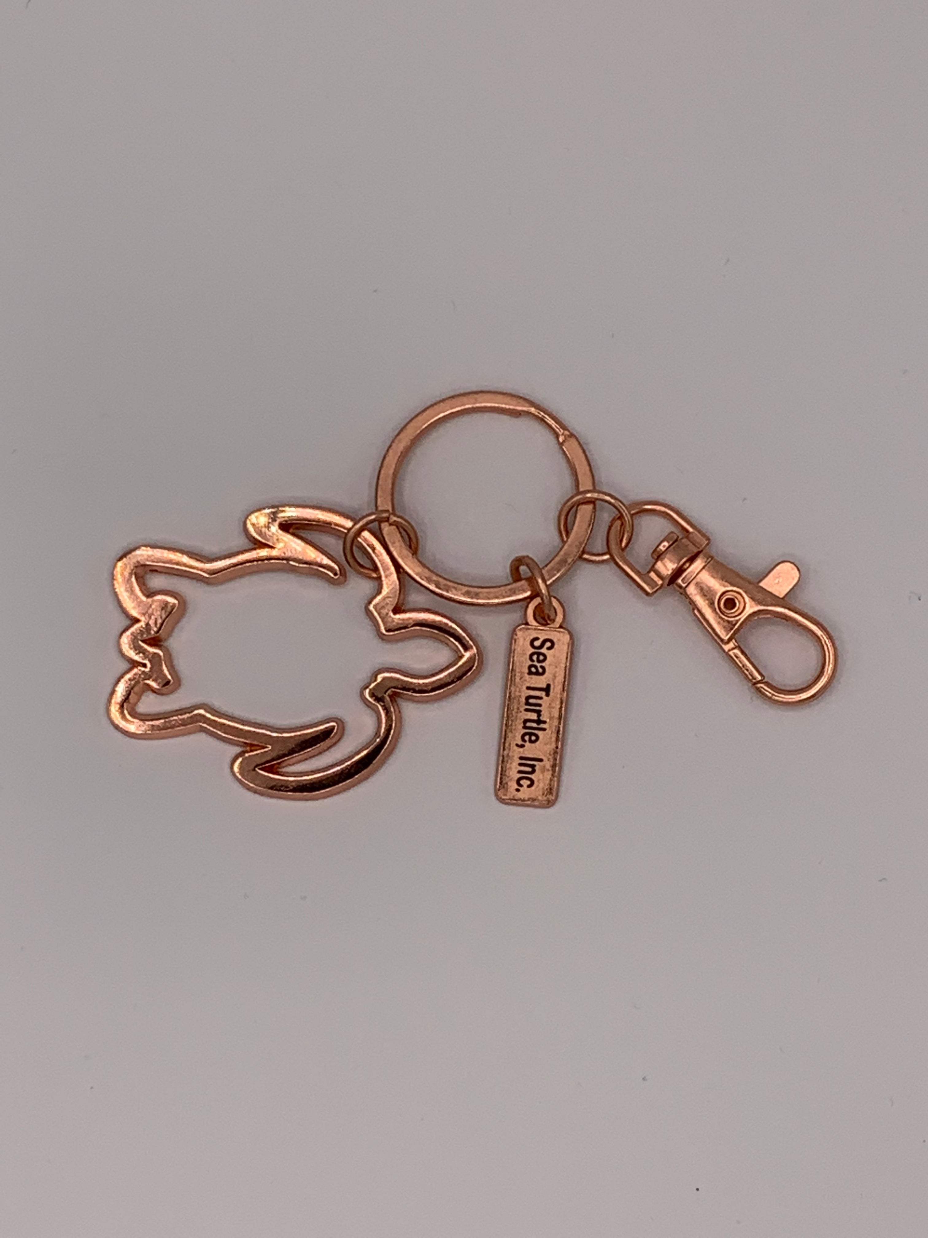 Rose Gold Sea Turtle Keychain