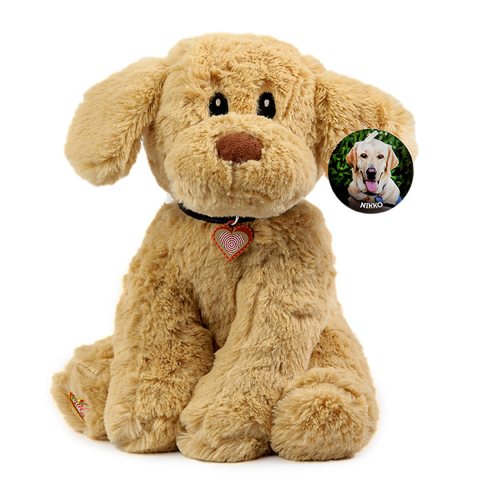 stuffed puppy with heartbeat