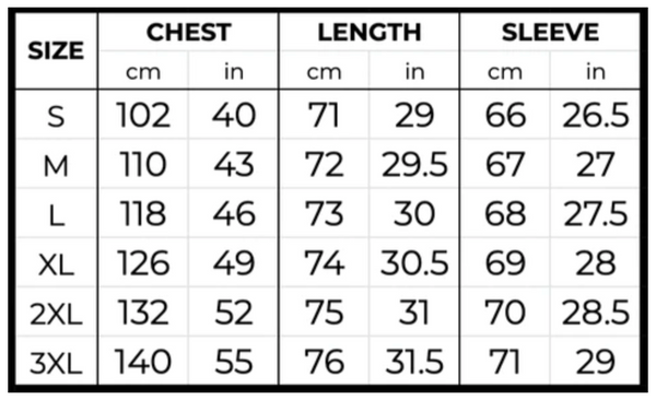 size guide brooklyn jacket