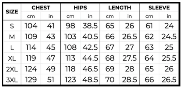 size guide duke jacket