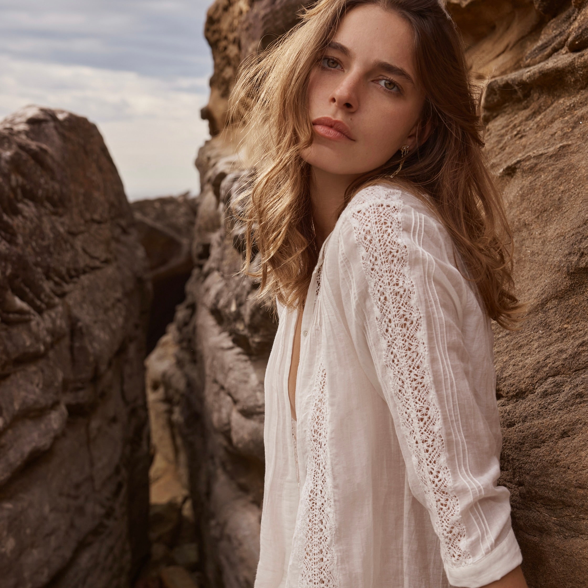 L'Ange Blouse in Chalk White