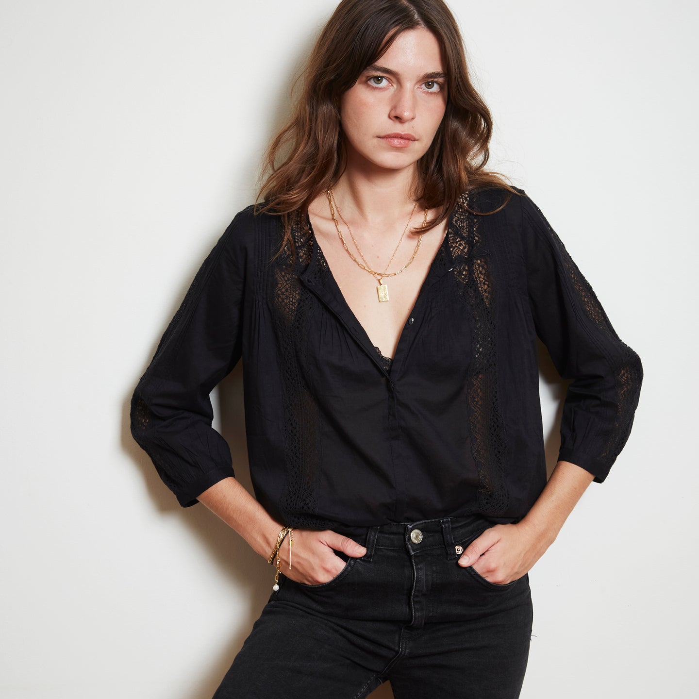 Black Camille Blouse Spring