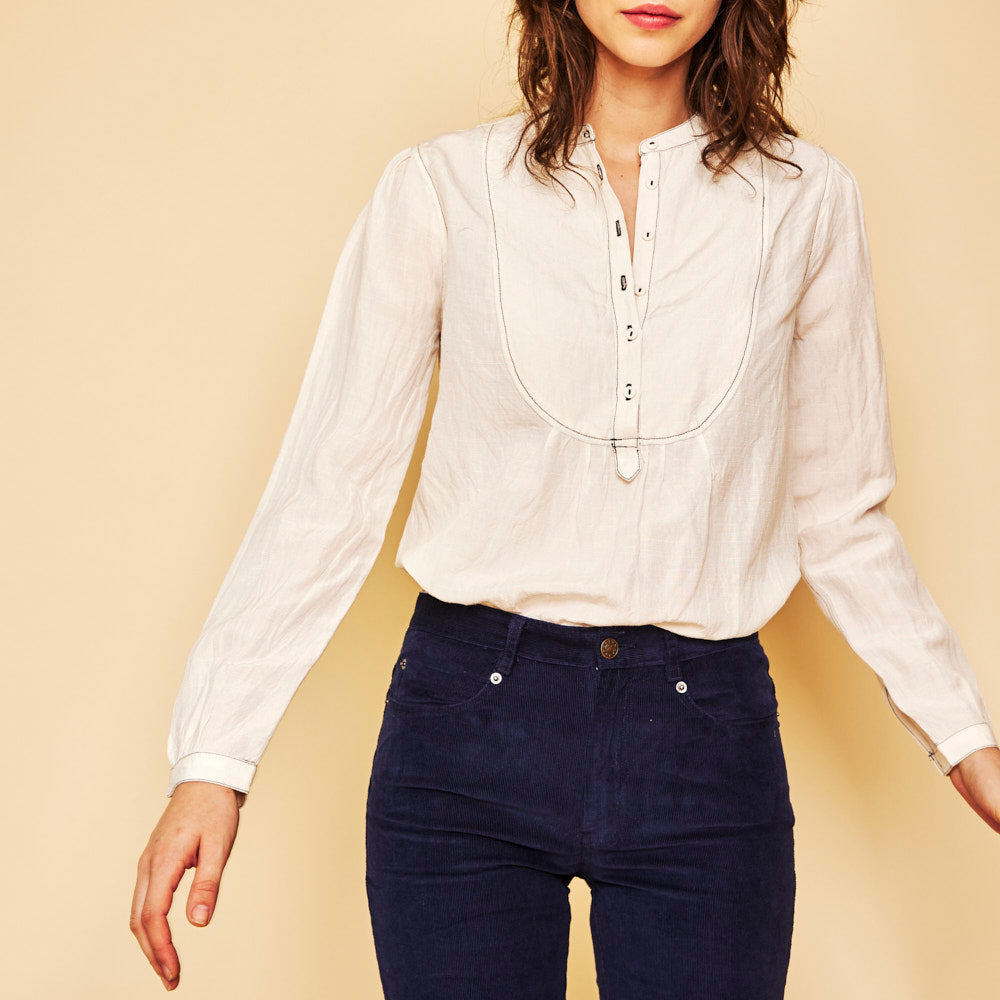 NEW STRIPE BLOUSE IN NAVY / WHITE