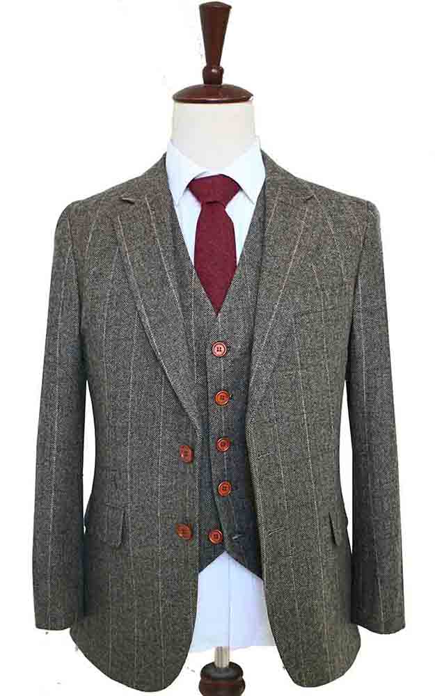 COUNTRY ESTATE GREEN HERRINGBONE TWEED 2 PIECE SUIT