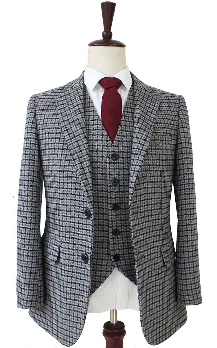 GREY HOUNDSTOOTH TWEED 3 PIECE