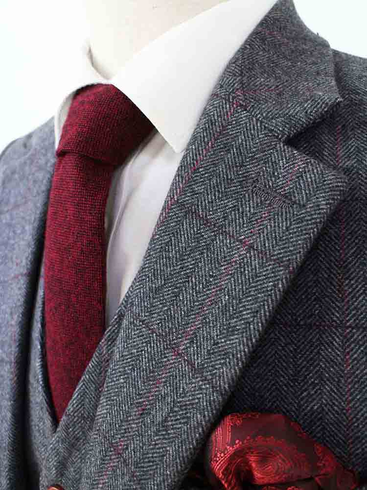 GREY HERRINGBONE TWEED 2 PIECE SUIT