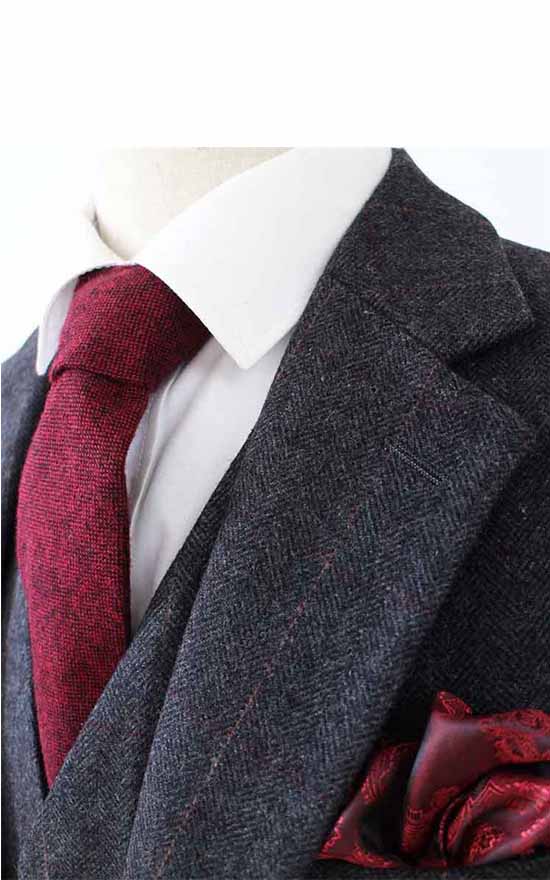 BLACK HERRINGBONE TWEED 2 PIECE SUIT