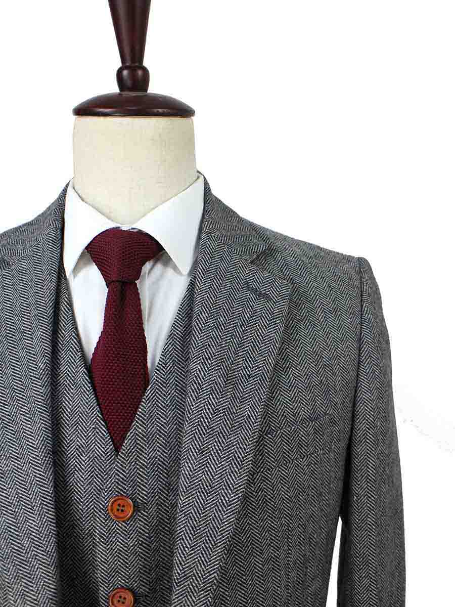 CLASSIC GREY HERRINGBONE TWEED 2 PIECE SUIT