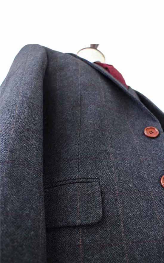 BLACK HERRINGBONE TWEED 2 PIECE SUIT